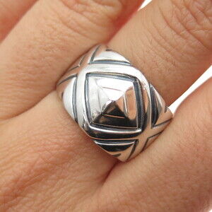 CHAPAL ZENRAY 925 Sterling Silver Vintage Modernist Oxidized Ring Size 8.25